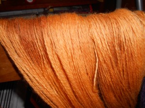 Bloodroot dyed yarn