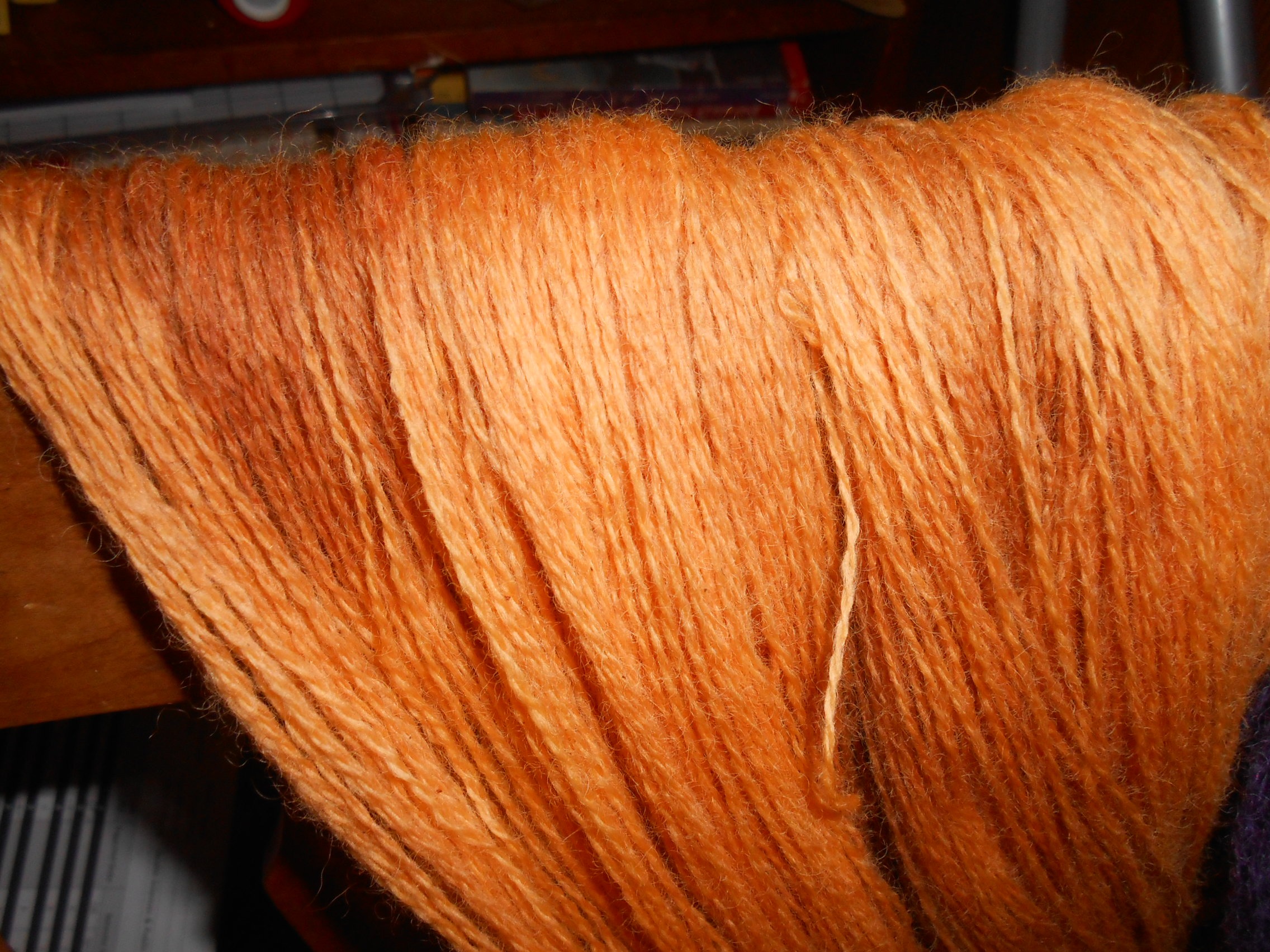 Bloodroot dyed yarn