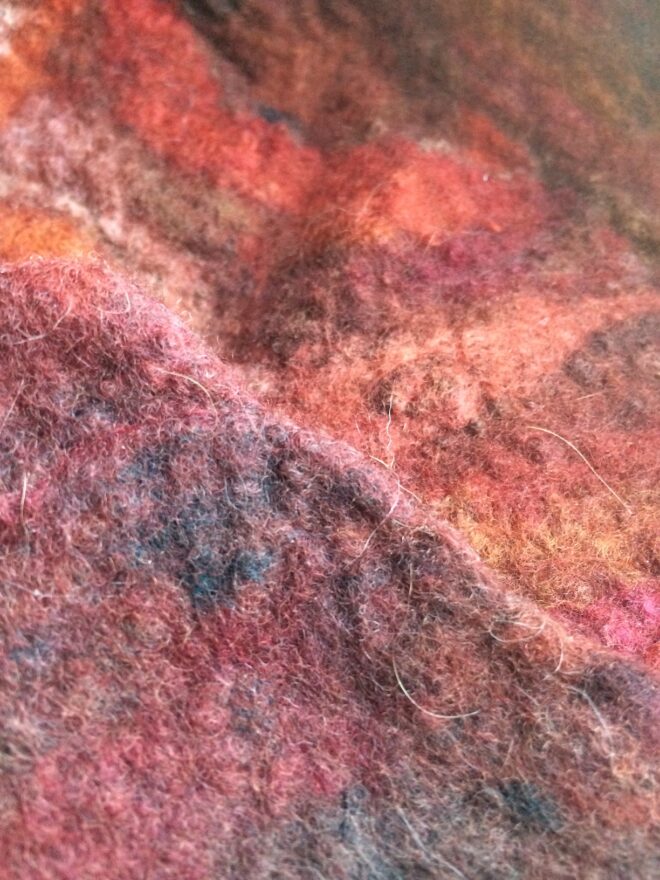merino hand made felt with long fibers and with short waste fibers