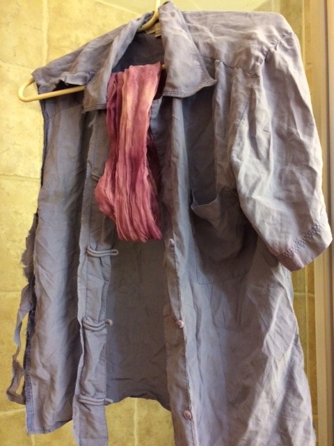 older silk garment being upcyced