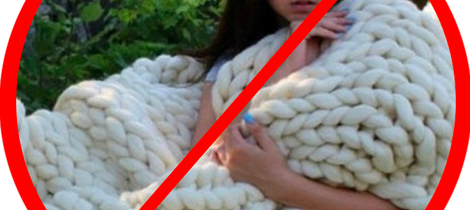 fake wool blanket chunky arm knitting bulky blanket fail