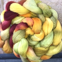 hand dyed wool roving in autumn colors